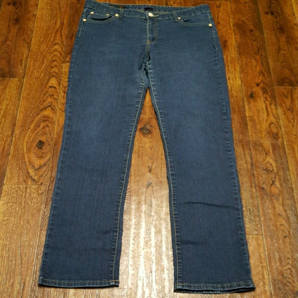 Coogi Designer Jeans Womens 17/18 Embroidered Blue Stretch Denim